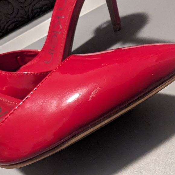 Calvin Klein | red patent ankle strap pointy heels small size 5 .5 - Picture 9 of 10